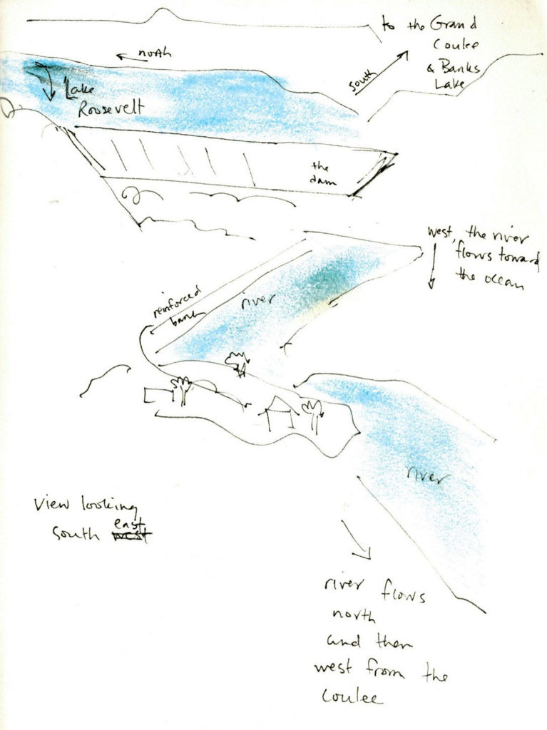 Columbia River Treaty notebook sketch - Grand Coulee Dam