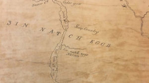 Map from 1821 that shows Sinixt territory and village.